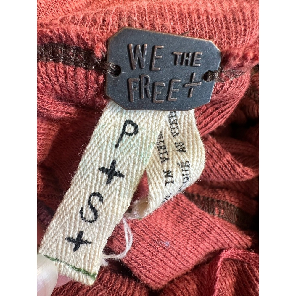 Free People We The‎ Free Top Womens Small Rust Split Back Cowl Neck Boho - Picture 10 of 11